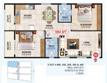 Floor Plan in 2 BHK Apartment at Jp Nagar Phase 7 – for Sale