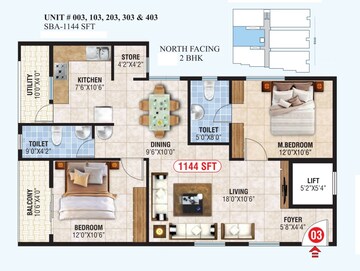 Floor Plan in 2 BHK Apartment at Jp Nagar Phase 7 – for Sale