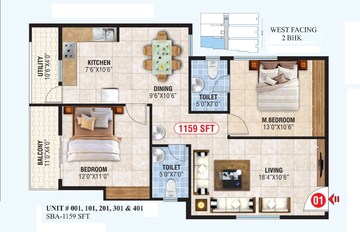 Floor Plan in 2 BHK Apartment at Jp Nagar Phase 7 – for Sale