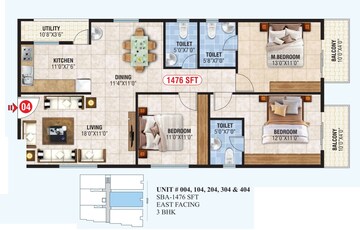 Floor Plan in 3 BHK Apartment at Jp Nagar Phase 7 – for Sale