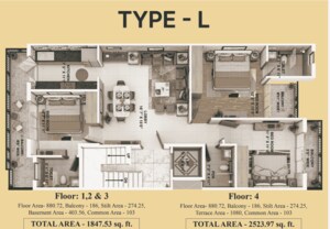 Floor Plan in 3.5 BHK Builder Floor at ROF Pravasa, Sector 88a – for Sale