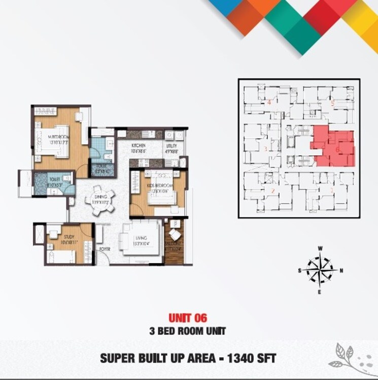 Floor Plan, birla-apple-aroma 3 Bedroom 1340 Sq.Ft. Apartment In Jp Nagar Bangalore 9017501