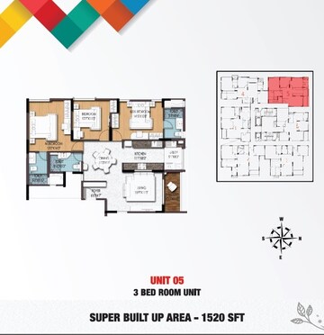 Floor Plan in 3 BHK Apartment at Birla Apple Aroma, Jp Nagar – for Sale