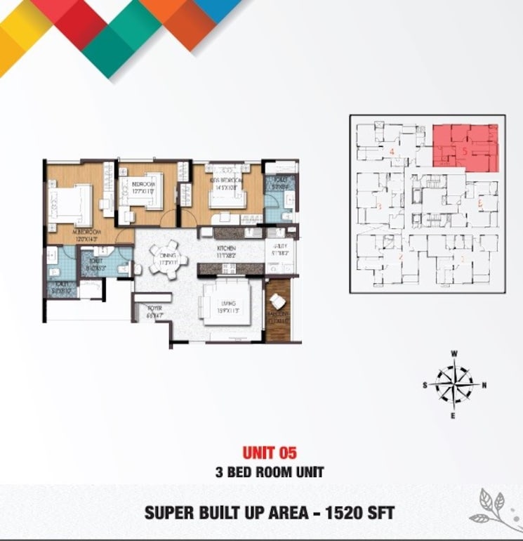 Floor Plan, birla-apple-aroma 3 Bedroom 1520 Sq.Ft. Apartment In Jp Nagar Bangalore 9017607