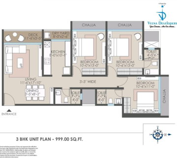 Floor Plan in 3 BHK Apartment at Andheri West – for Sale