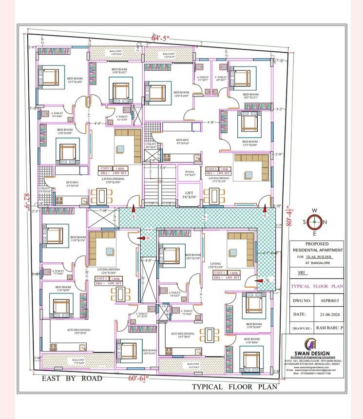 Floor Plan, hulimavu 3 Bedroom 1449 Sq.Ft. Apartment In Hulimavu Bangalore 9018200