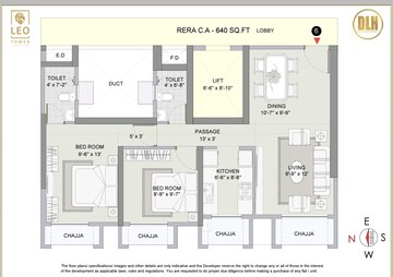 Floor Plan in 2 BHK Apartment at Dev Leo Tower, Oshiwara – for Sale