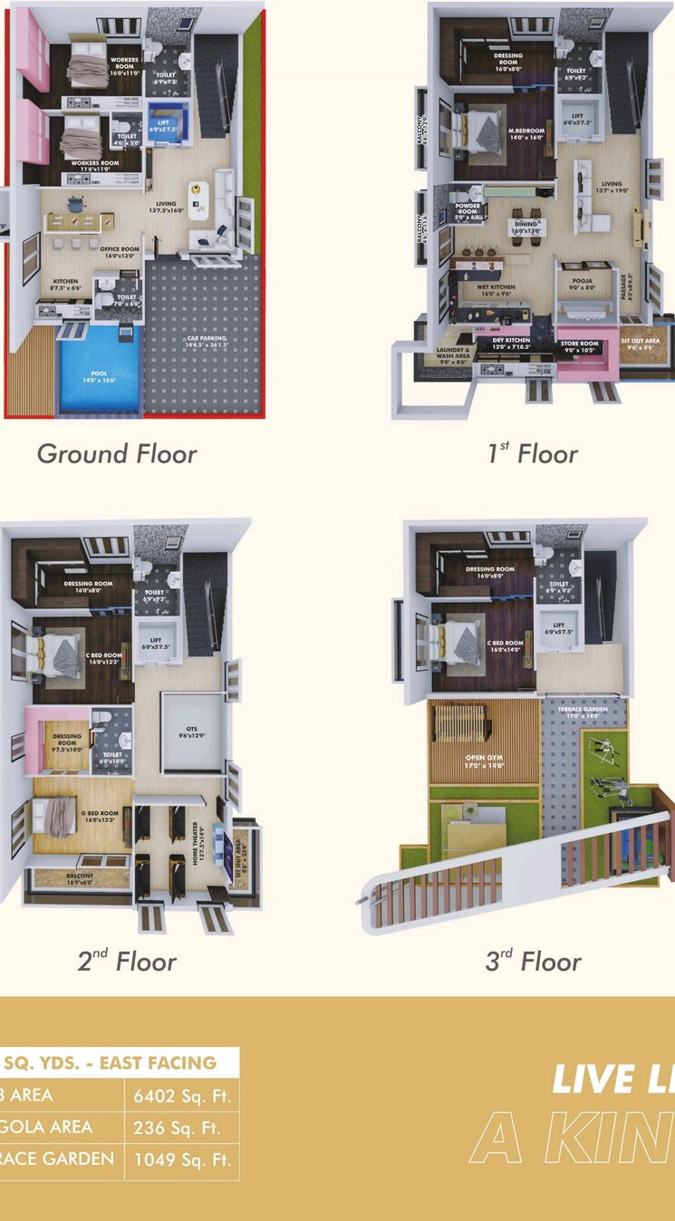 Floor Plan, syamala nagar 3 Bedroom 2350 Sq.Ft. Villa In Syamala Nagar Guntur 9019020