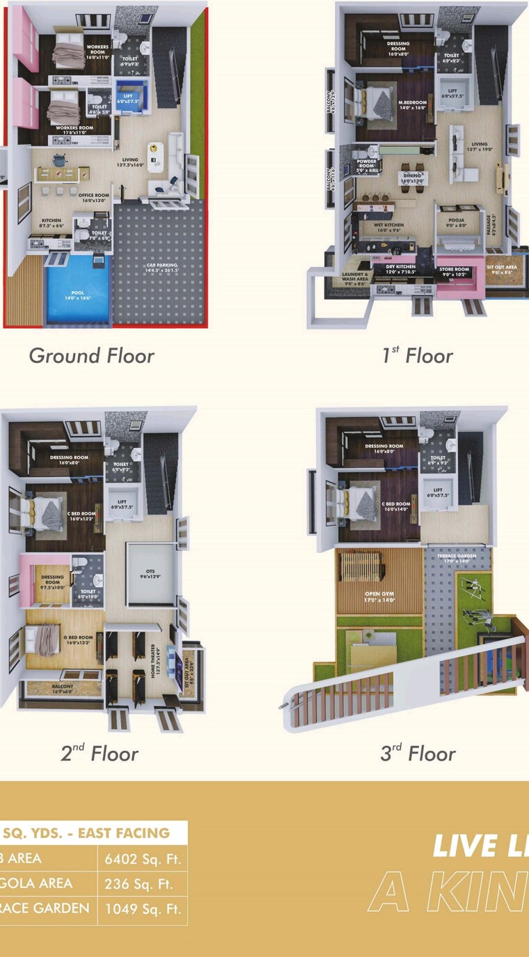Floor Plan, syamala nagar 3 Bedroom 2350 Sq.Ft. Villa In Syamala Nagar Guntur 9019020