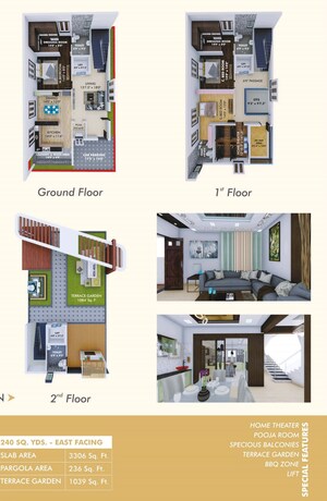 Floor Plan in 3 BHK Villa at Syamala Nagar – for Sale