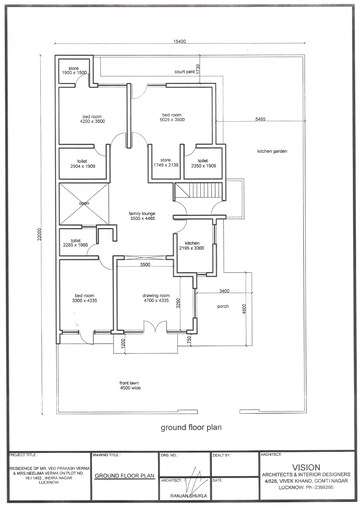 Floor Plan in 3.5 BHK Villa at Indira Nagar – for Rent