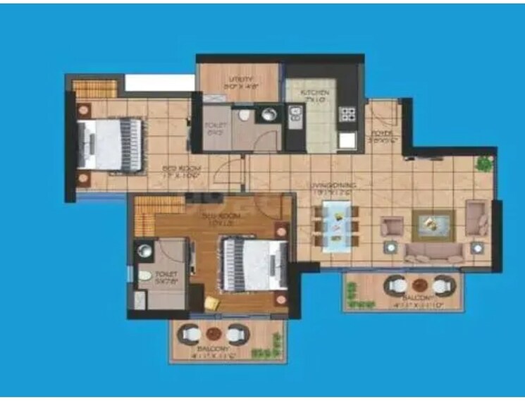 Floor Plan, presidency-heights 2 Bedroom 1270 Sq.Ft. Apartment In Sector 25 Yamuna Expressway Greater Noida 9022868