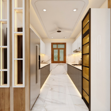 Kitchen in 3 BHK Builder Floor at Zobi Apartment, Gyan Khand – for Sale