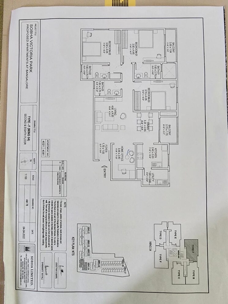 Floor Plan, thanisandra 3 Bedroom 1818 Sq.Ft. Apartment In Thanisandra Bangalore 9023811