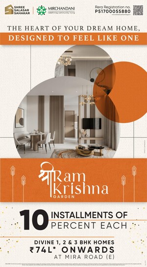 Furnished Amenities in 1 BHK Apartment at Shree Ram Krishna Garden, Mira Road East – for Sale