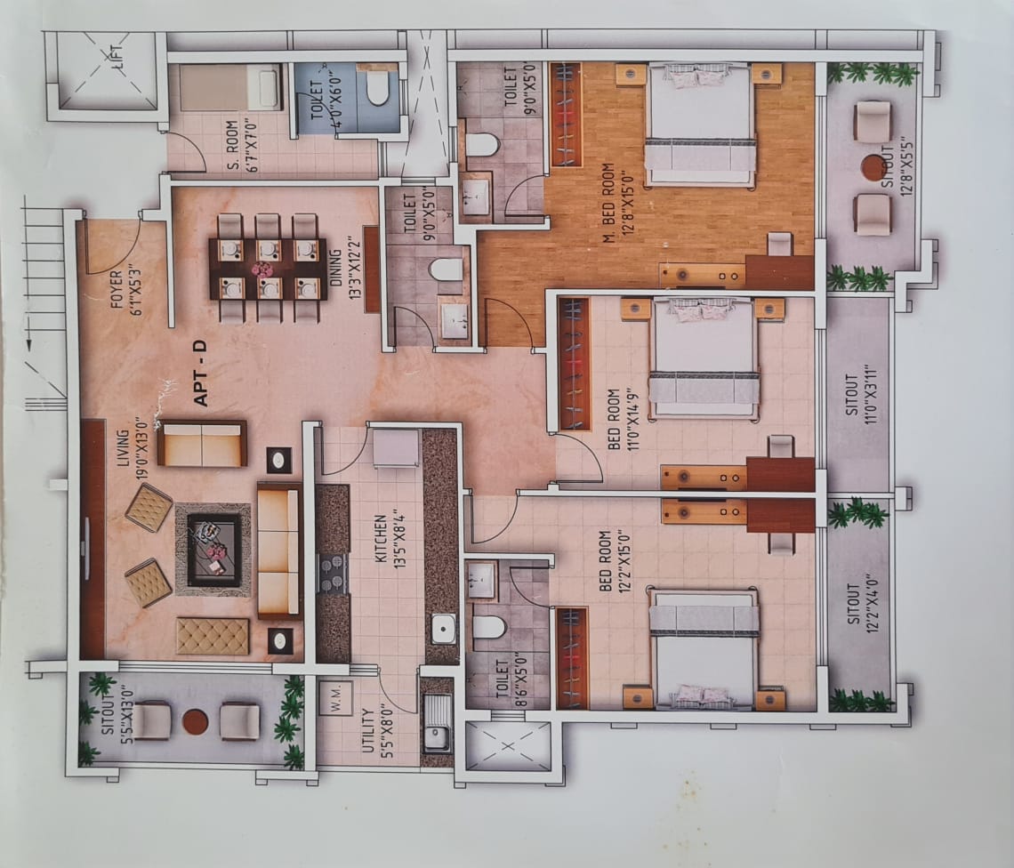 3 BHK Apartment For Sale in 3bhk 2214sft Richards Par