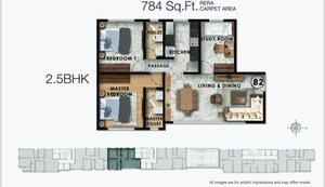 Floor Plan in 2.5 BHK Apartment at Verdent Boston Harbor, Andheri West – for Sale
