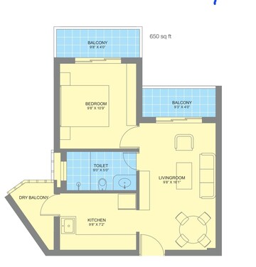 Floor Plan in 1 BHK Apartment at Clover Casablanca, Talegaon Dabhade – for Sale