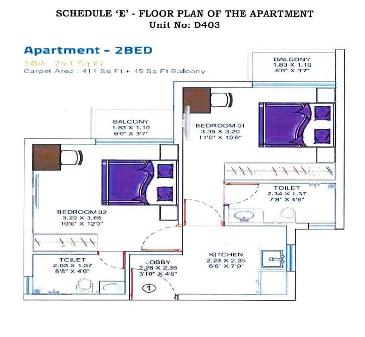 Floor Plan, emprasa 1.5 Bedroom 750 Sq.Ft. Apartment In Hoskote Bangalore 9026143
