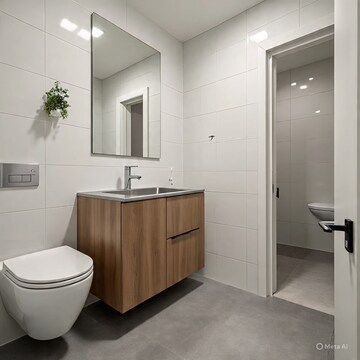 Bathroom in 3 BHK Apartment at Pragati Vihar  – for Rent