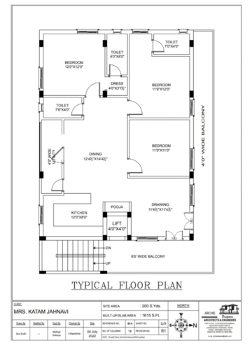 Floor Plan in 6+ BHK Builder Floor at Manikonda – for Sale