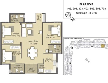 Floor Plan in 3 BHK Apartment at Sis Marakesh, Urapakkam – for Sale