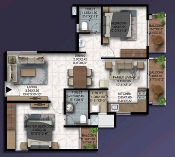 Floor Plan in 2 BHK Apartment at Mahaveer Highlands, Kengeri – for Sale