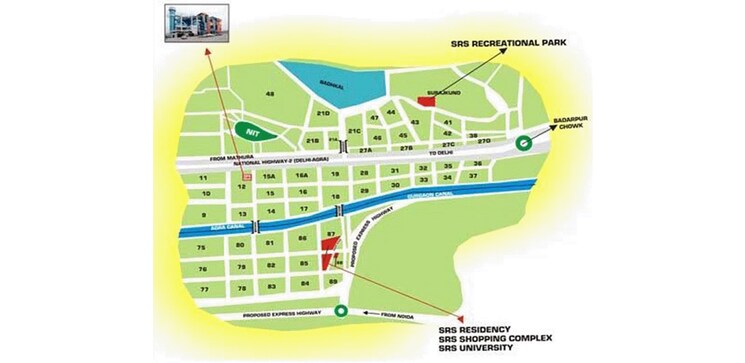 Map Location, srs-residency 2 Bedroom 1304 Sq.Ft. Apartment In Sector 88 Faridabad 9030705