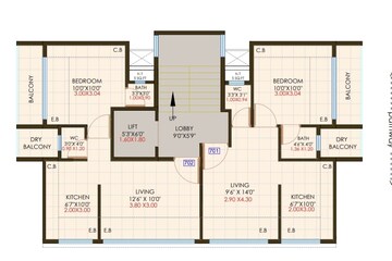 Floor Plan in 1 BHK Apartment at Cidco Ekta CHS, Ghansoli – for Rent