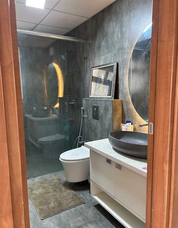 Bathroom in 2 BHK Apartment at Bhartiya Nikoo Homes Phase 2, Thanisandra Main Road – for Rent