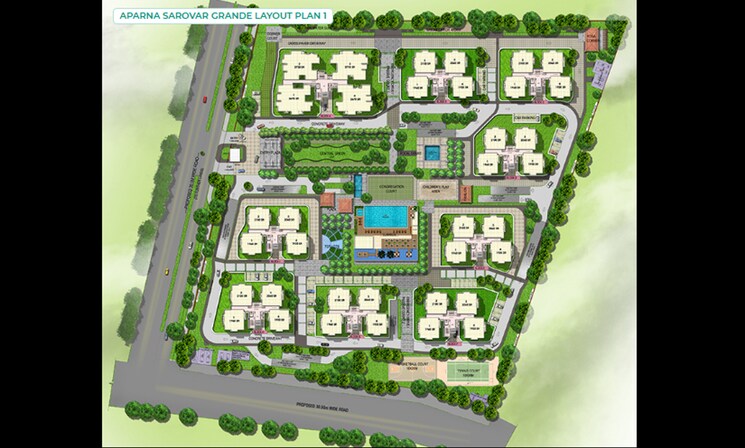 Master Plan, aparna-sarovar-grande 3 Bedroom 1970 Sq.Ft. Apartment In Nallagandla Hyderabad 9032375