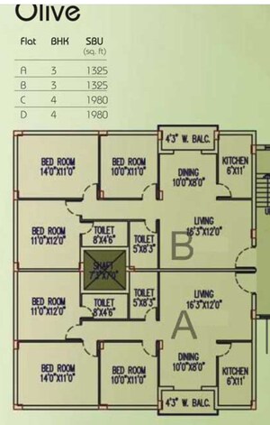 Floor Plan in 3 BHK Apartment at Dream Residency Manor, Rajarhat – for Sale