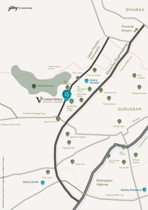 3 BHK Apartment – Map Location View at Godrej Vrikshya, Sector 102a - for Sale