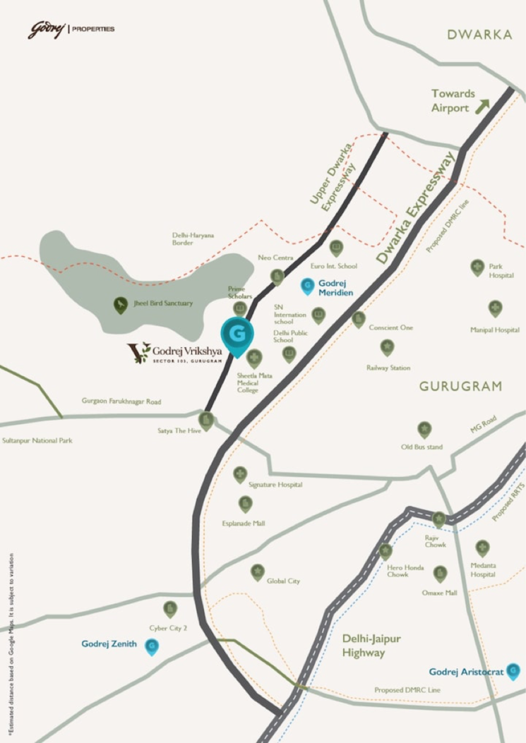 Map Location, godrej-vrikshya 3 Bedroom 1948 Sq.Ft. Apartment In Sector 102a Gurgaon 9032765