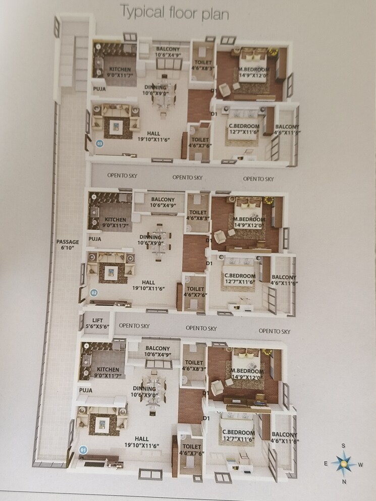 Floor Plan, bandlaguda jagir 2 Bedroom 1350 Sq.Ft. Apartment In Bandlaguda Jagir Hyderabad 9032836