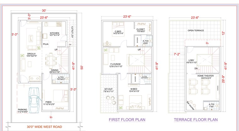 Floor Plan, krishna reddy pet 3 Bedroom 2526 Sq.Ft. Villa In Krishna Reddy Pet Hyderabad 9032672