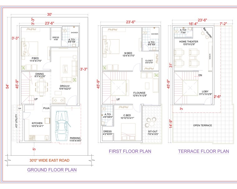 Floor Plan, beeramguda 3 Bedroom 2815 Sq.Ft. Villa In Beeramguda Hyderabad 9032724
