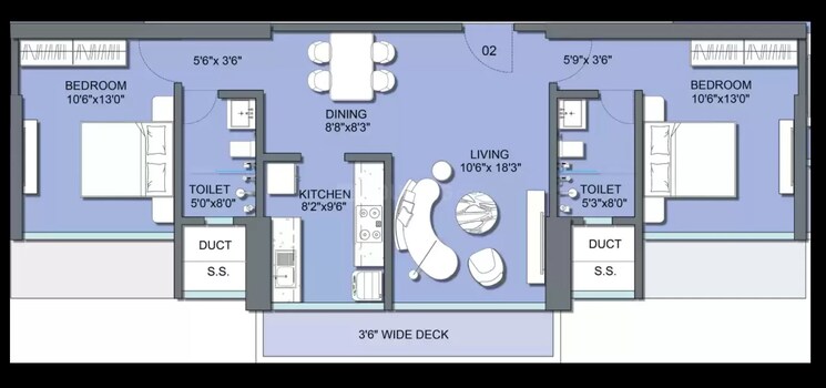 Floor Plan, eon-one 3 Bedroom 1304 Sq.Ft. Apartment In Prabhadevi Mumbai 9033082
