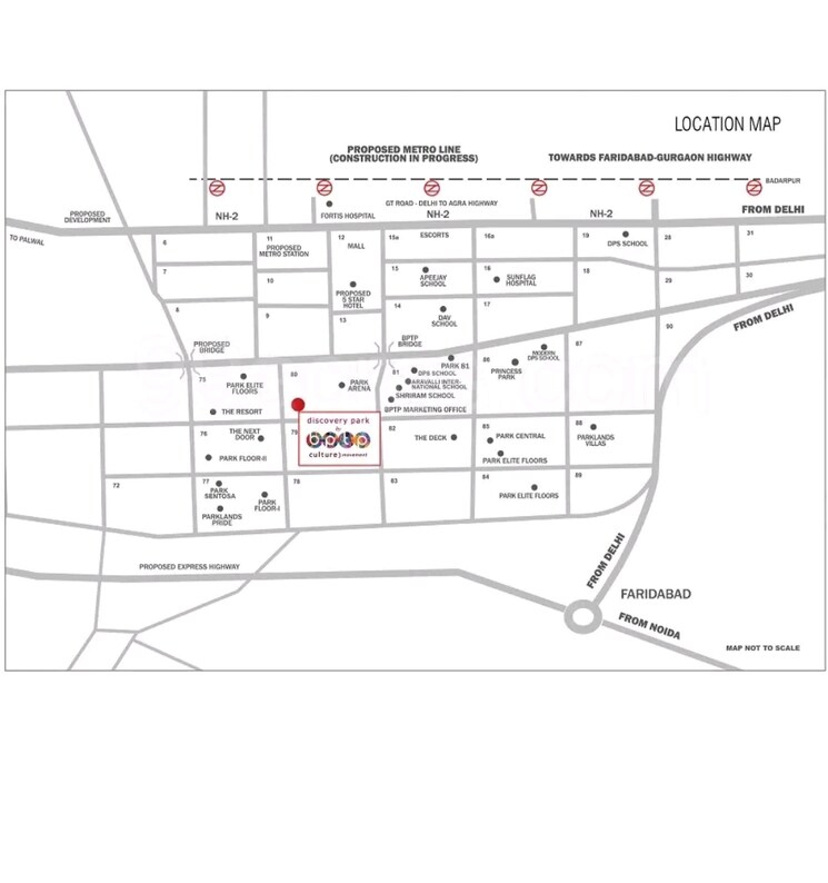 Map Location, bptp-discovery-park 2 Bedroom 1120 Sq.Ft. Apartment In Sector 80 Faridabad 9033219