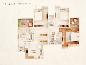 Floor Plan in 3 BHK Apartment at Lohia Unika, Hadapsar – for Sale