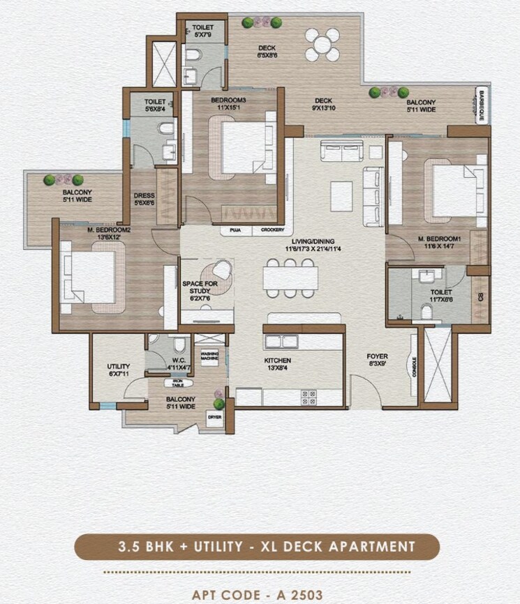 Floor Plan, smart-world-one-dxp 3.5 Bedroom 2585 Sq.Ft. Apartment In Sector 113 Gurgaon 9033835