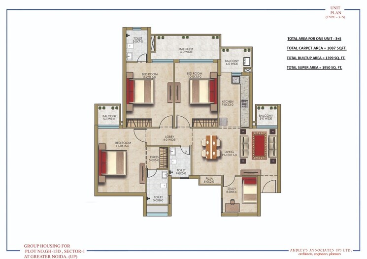 Floor Plan, sector 1 greater noida 3.5 Bedroom 1950 Sq.Ft. Apartment In Sector 1 Greater Noida Greater Noida 9033939