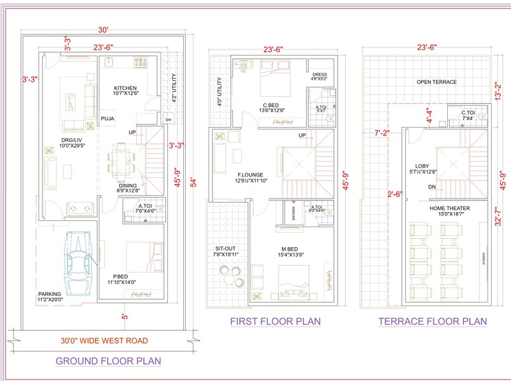 Floor Plan, krishna reddy pet 3 Bedroom 2874 Sq.Ft. Villa In Krishna Reddy Pet Hyderabad 9035003
