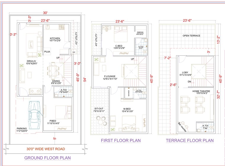 Floor Plan, beeramguda 3 Bedroom 2849 Sq.Ft. Villa In Beeramguda Hyderabad 9035156