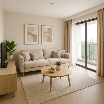 Living Room in 2 BHK Apartment at Fiama Residency, Ghodbunder Road – for Rent