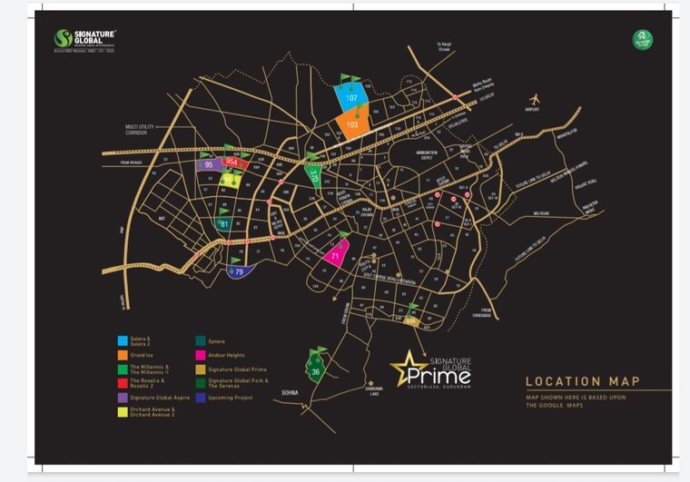 Map Location, signature-global-prime 2 Bedroom 834 Sq.Ft. Apartment In Sector 63a Gurgaon 9036044