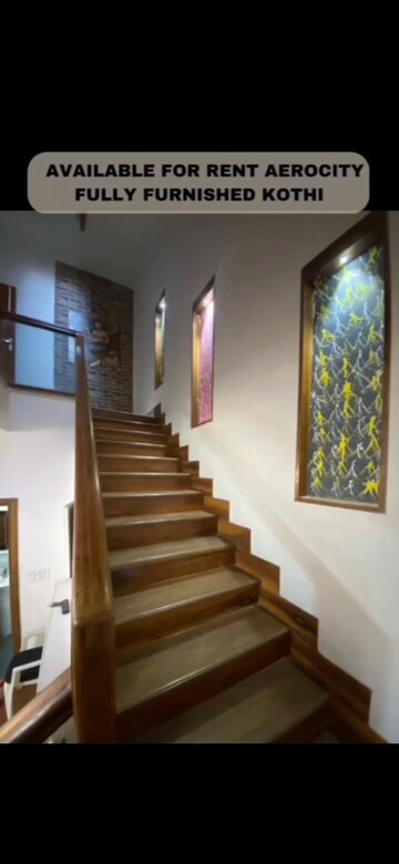 Staircase in 4 BHK Independent House at Aerotown Hridayam, Gmada Aerocity – for Rent