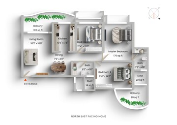 Floor Plan in 3 BHK Apartment at Nahar Amrit Shakti, Chandivali – for Sale