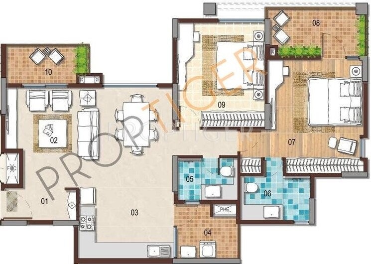 Floor Plan, g-corp-the-icon 2 Bedroom 1305 Sq.Ft. Apartment In Thanisandra Main Road Bangalore 9037232