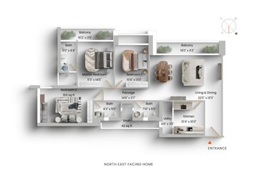 Floor Plan in 3 BHK Apartment at Runwal Greens Pinewood, Mulund West – for Sale
